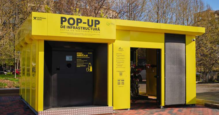 green.start-up.ro: pop-up de infrastructură cu parcare de biciclete, stație de încărcare și centru de reciclare