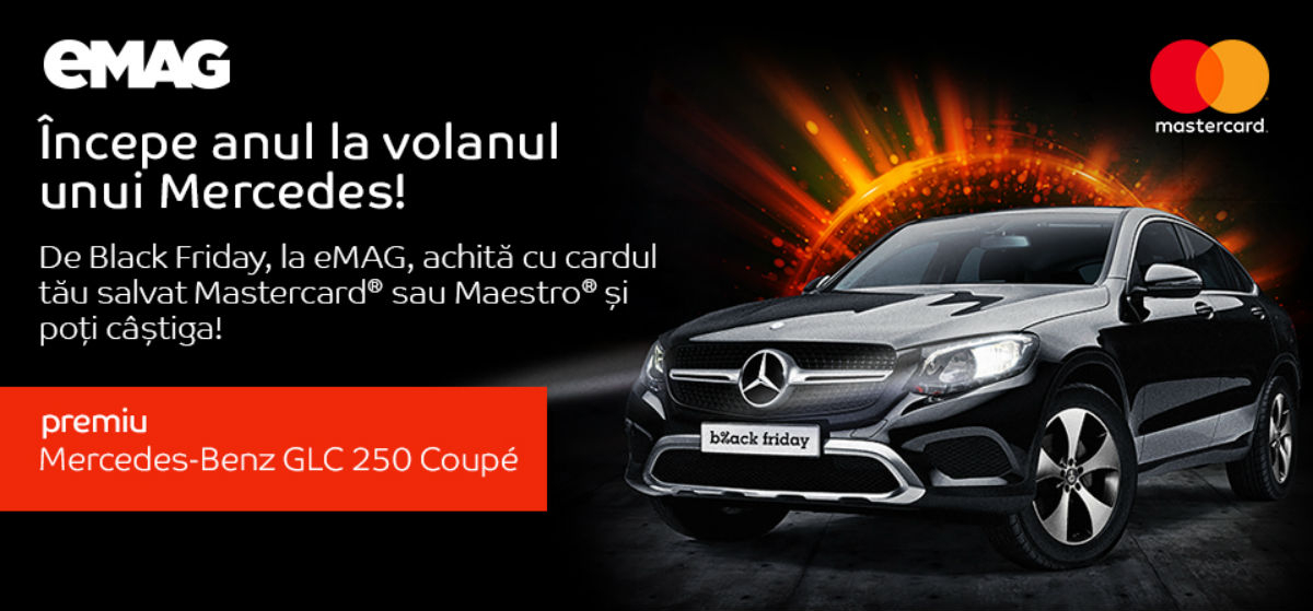 Black Friday la eMAG - plătești cu Mastercard și câștigi un Mercedes