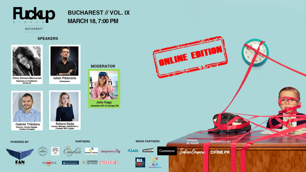 Fuckup Nights: despre nereușite profesionale cu Chris Simion-Mercurian, Raluca Radu