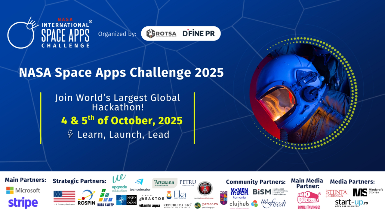 <span class="title-highlight">NASA Space Apps Challenge România</span> | 200 de participanți dezvoltă produse și aplicații