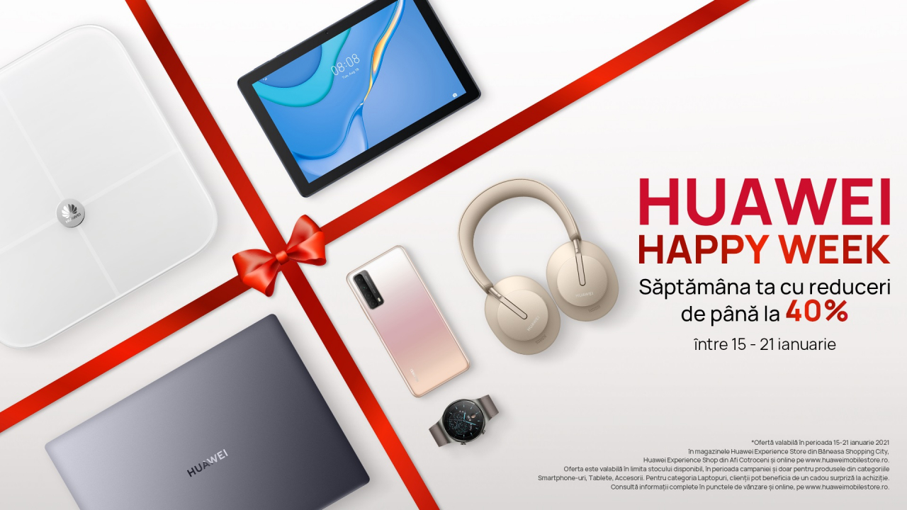 Huawei Happy Week: Reduceri de până la 40% între 15 și 21 ianuarie
