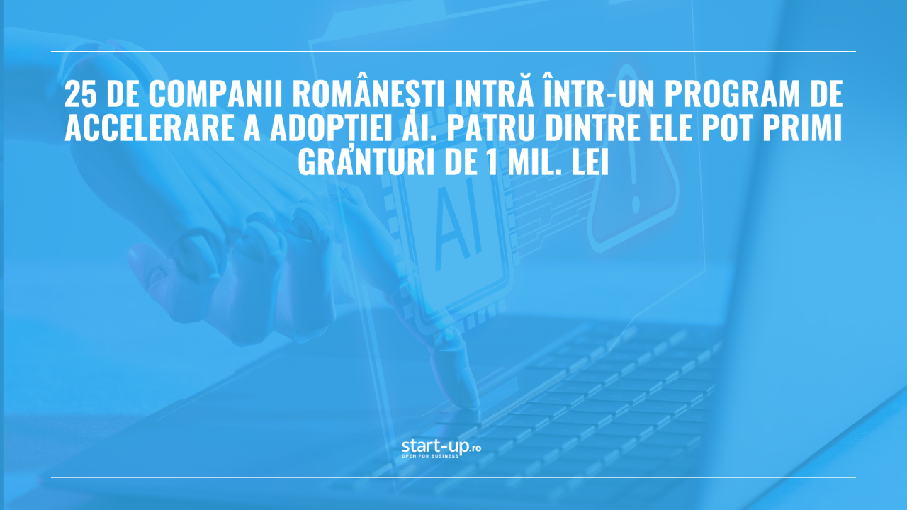 25 de companii românești intră într-un program de accelerare a adopției AI. Patru dintre ele pot primi granturi de 1 mil. lei