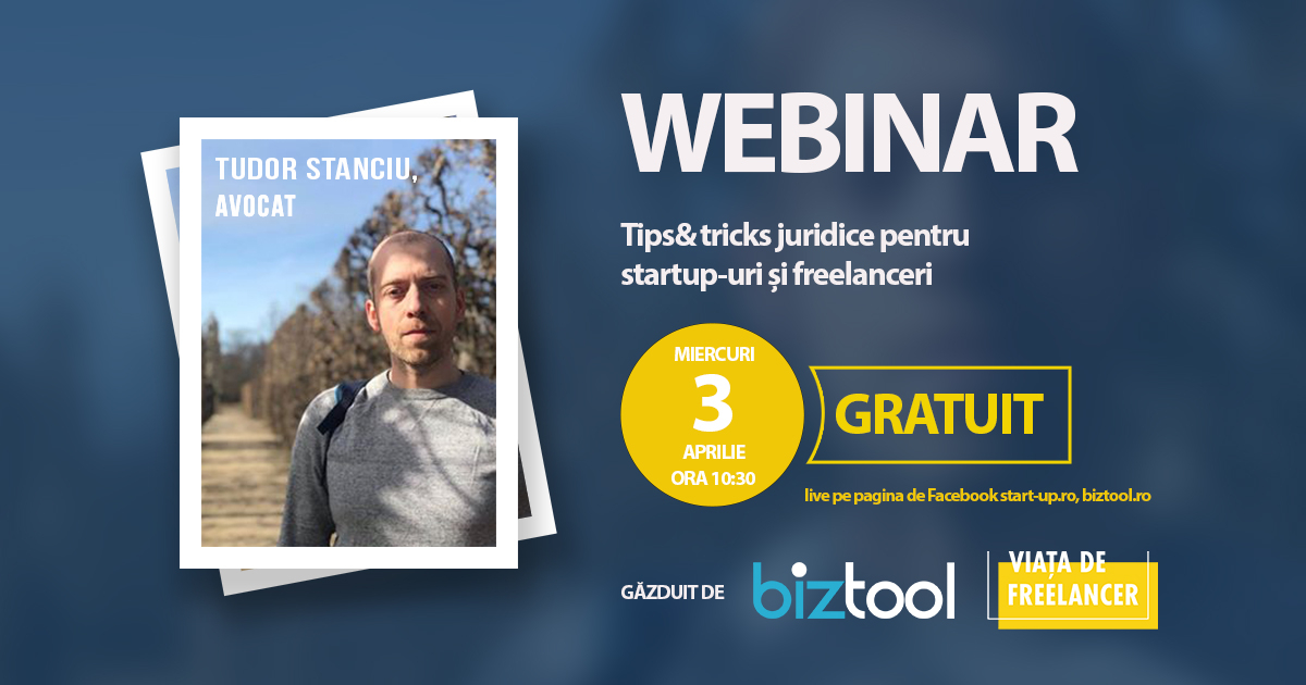 BizTool.ro: webinar gratuit despre chestiuni juridice pentru startups