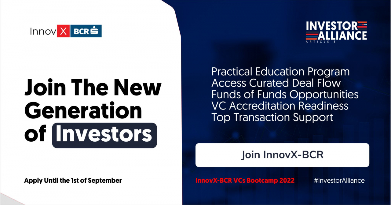 Vrei să fii investitor? Înscrieri până-n septembrie la InnovX-BCR VC Bootcamp