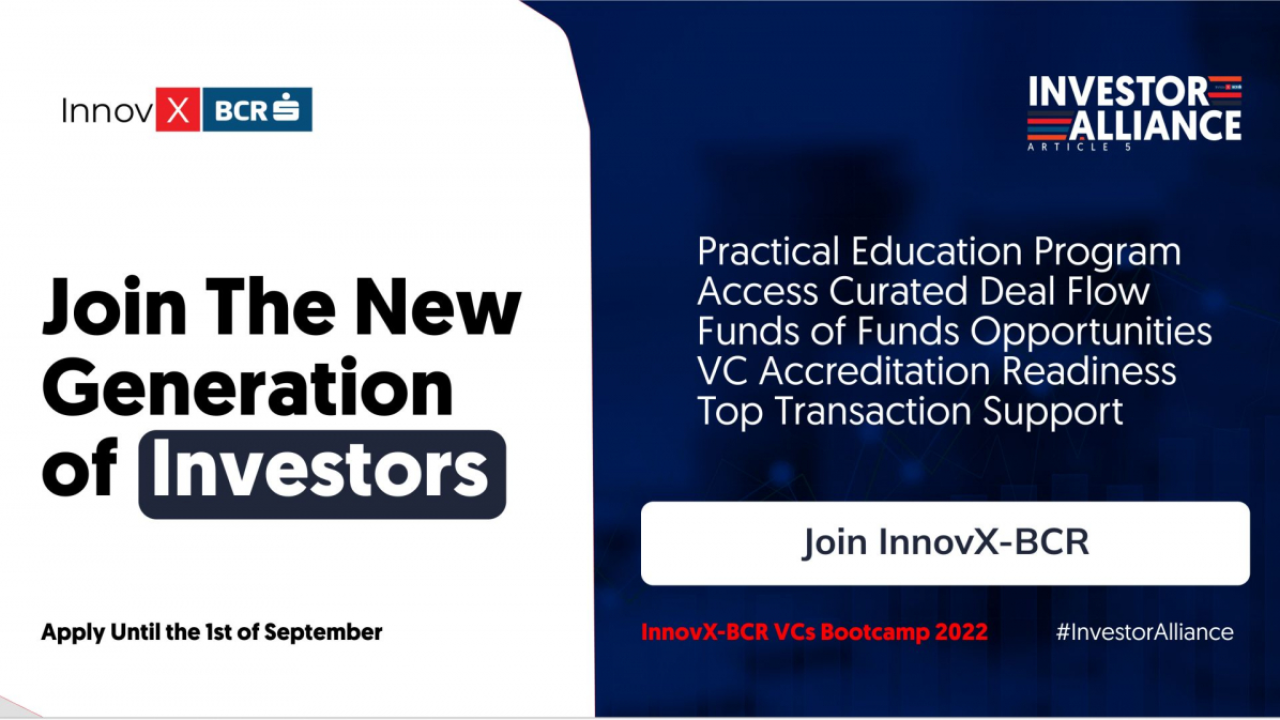 Vrei să fii investitor? Înscrieri până-n septembrie la InnovX-BCR VC Bootcamp