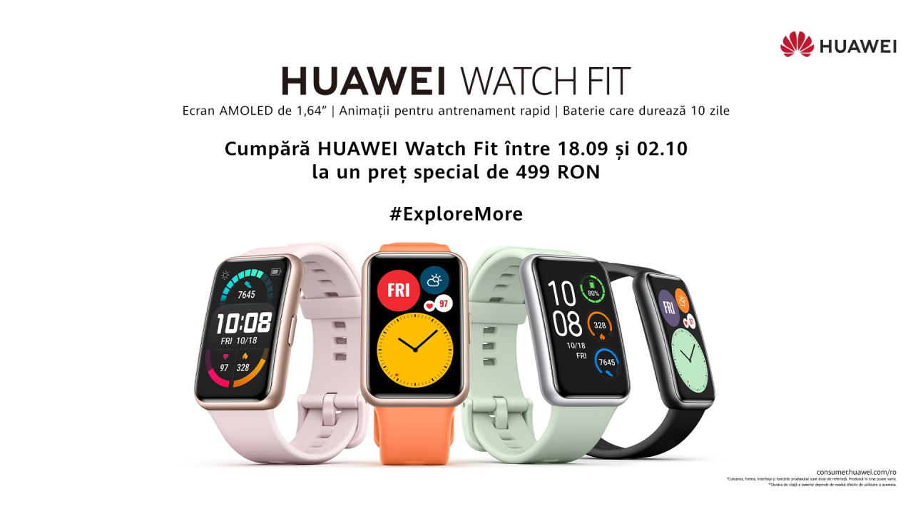 HUAWEI WATCH FIT - cel mai recent smartwatch de fitness, disponibil în România