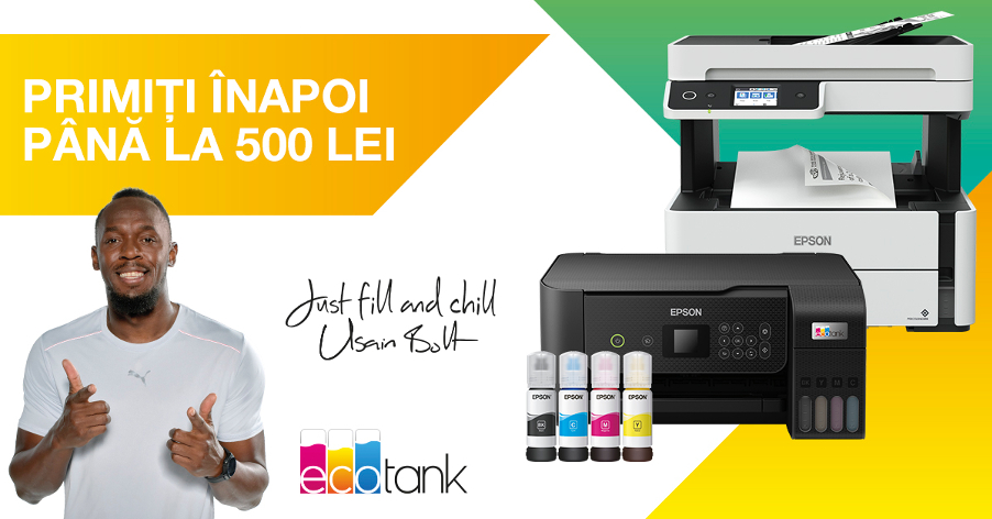 Cum poți primi înapoi 500 de lei la achiziția unei imprimante Epson EcoTank