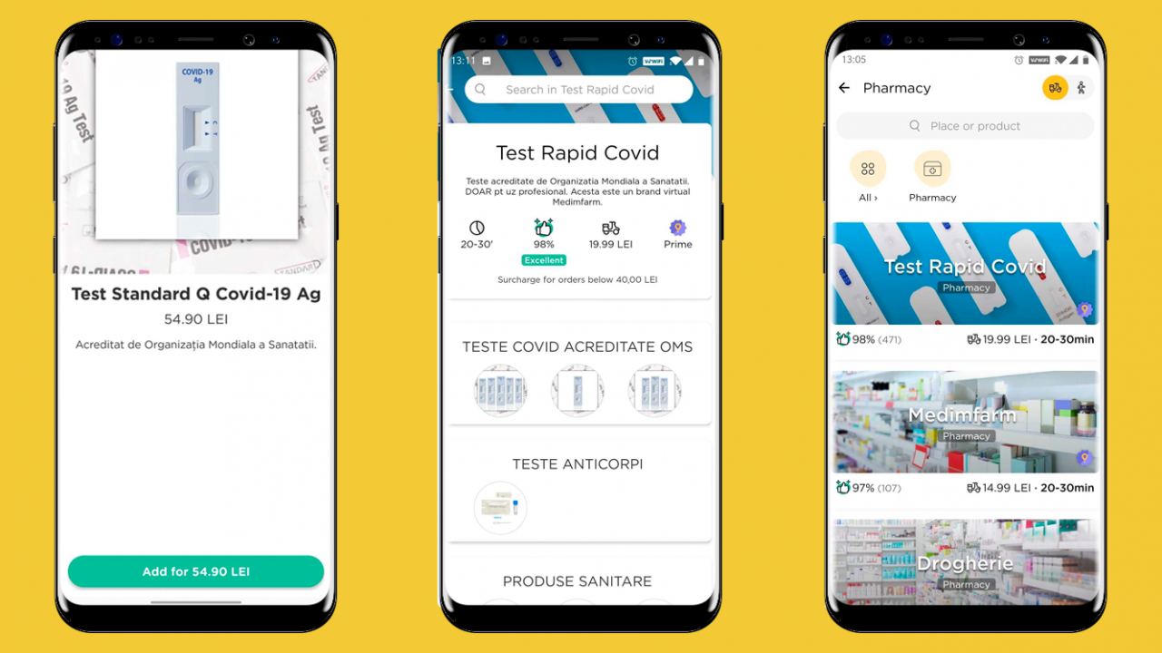 Glovo introduce în aplicație teste rapide COVID-19 cu livrare rapidă