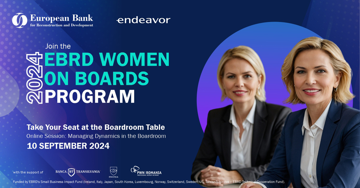 Women on Boards, program de leadership feminin de la BERD și Endeavor Romania