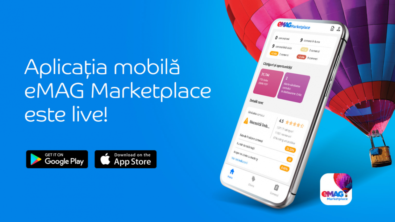 Antreprenorii din eMAG Marketplace își pot monitoriza afacerea de pe telefon