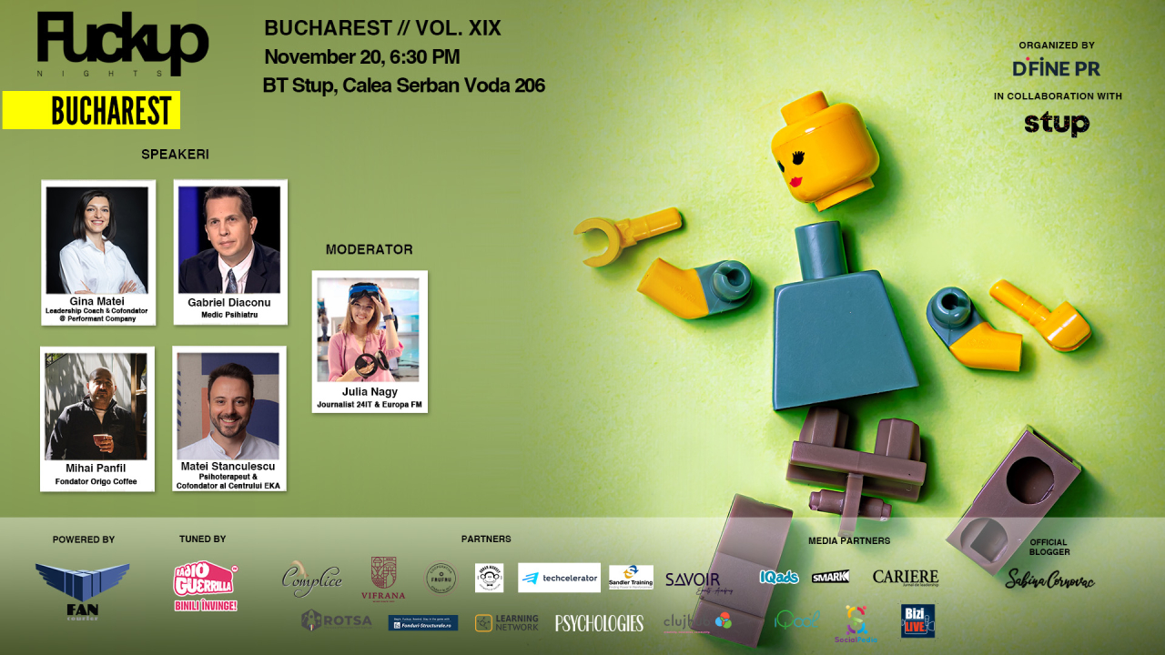 Fuckup Nights Bucharest, ediția XIX-a: o nouă perspectivă asupra eșecului