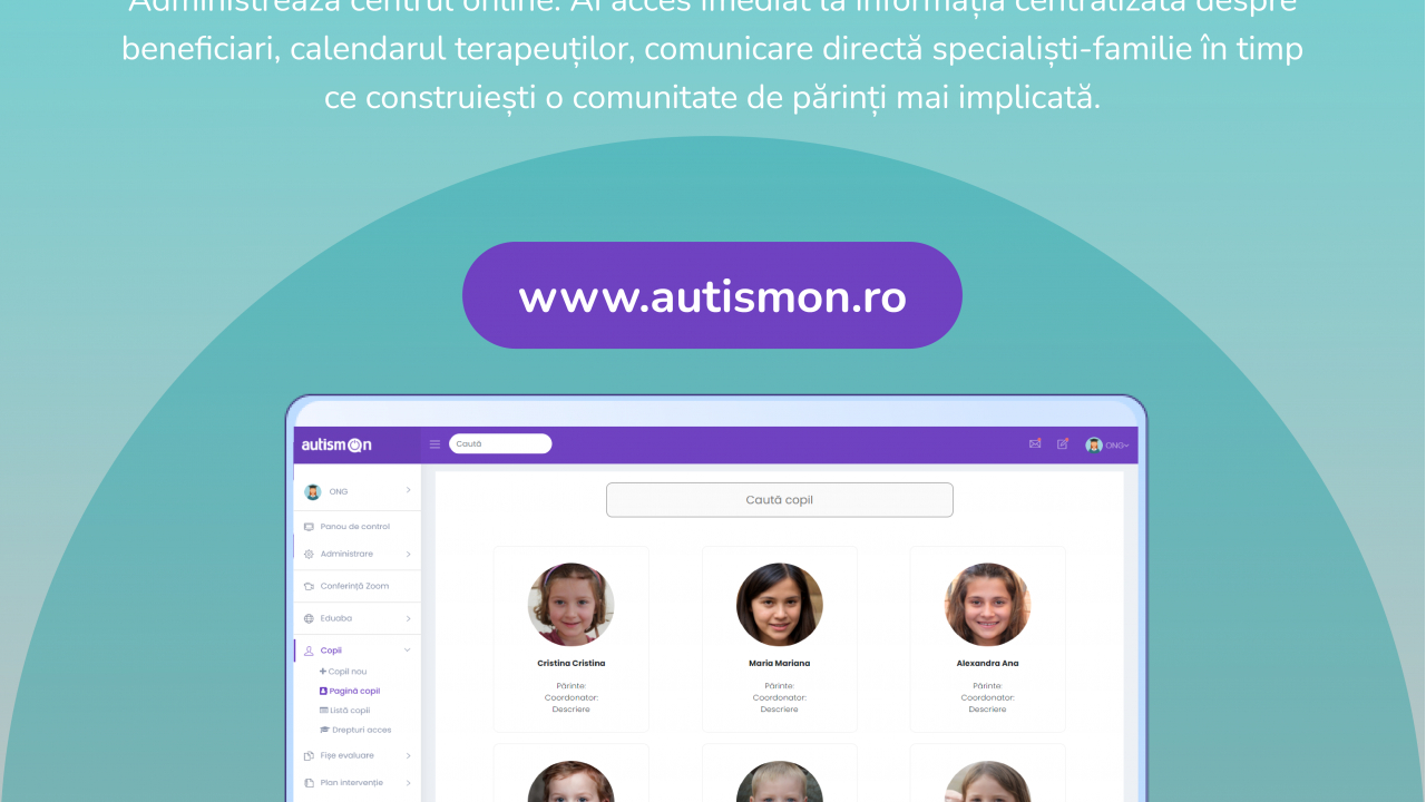 AutismON, platforma digitală pentru accesul copiilor cu autism la terapie
