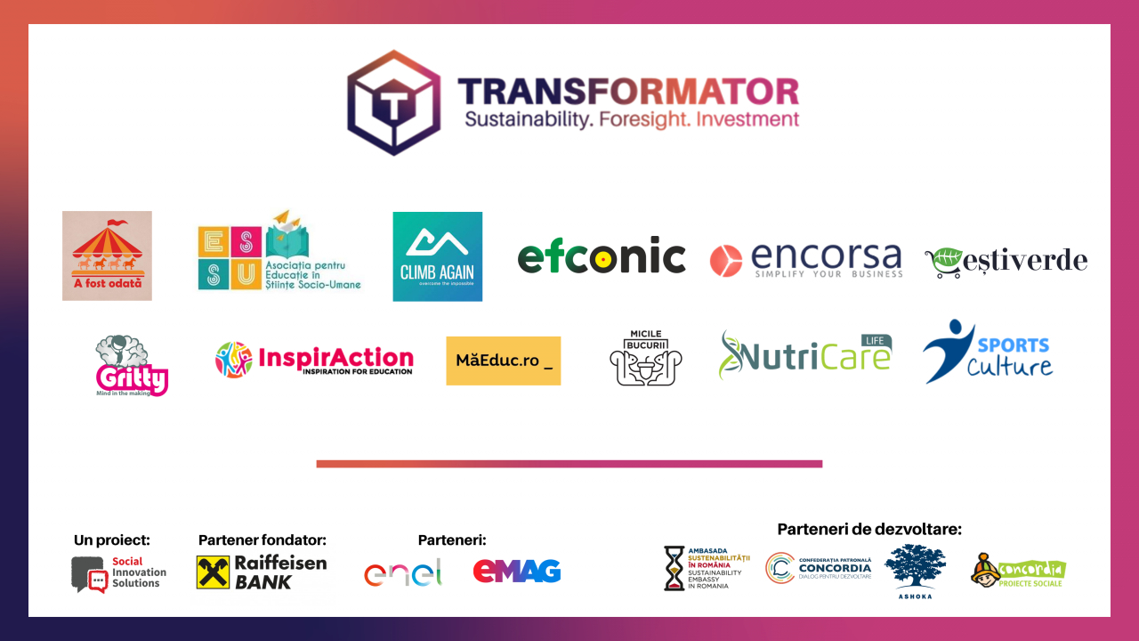 Echipe selectate în Transformator, program de suport pentru ONG-uri & startups