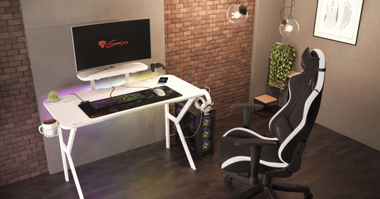 Genesis lansează biroul proiectat special pentru gameri: HOLM 320 RGB White