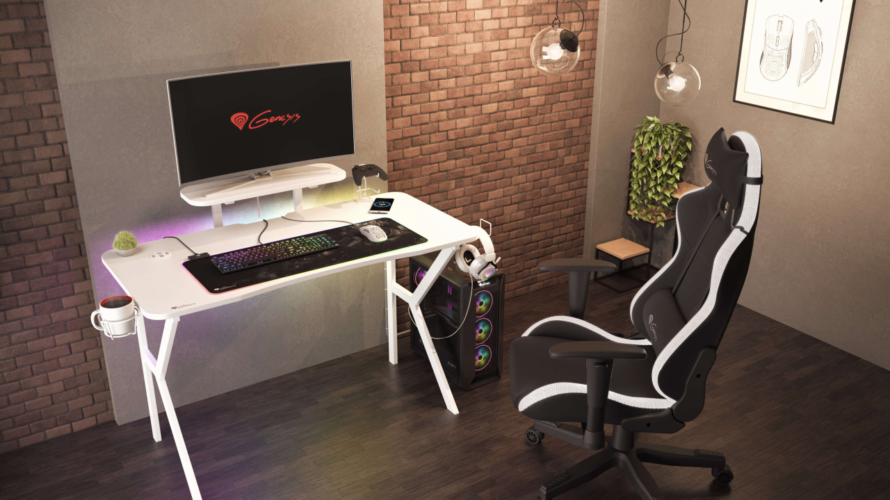 Genesis lansează biroul proiectat special pentru gameri: HOLM 320 RGB White