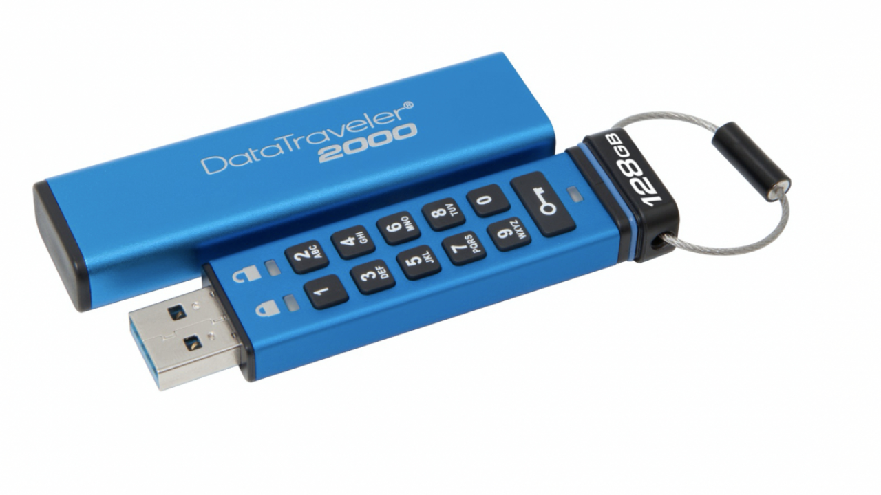 DataTraveler 2000 - stocarea criptată de cod PIN cu o capacitate de 128 de GB