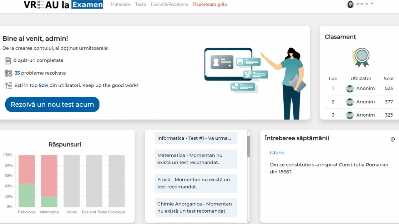 Teste pentru Evaluarea Națională și Bacalaureat, oferite gratuit pe platforma “Vreau La”