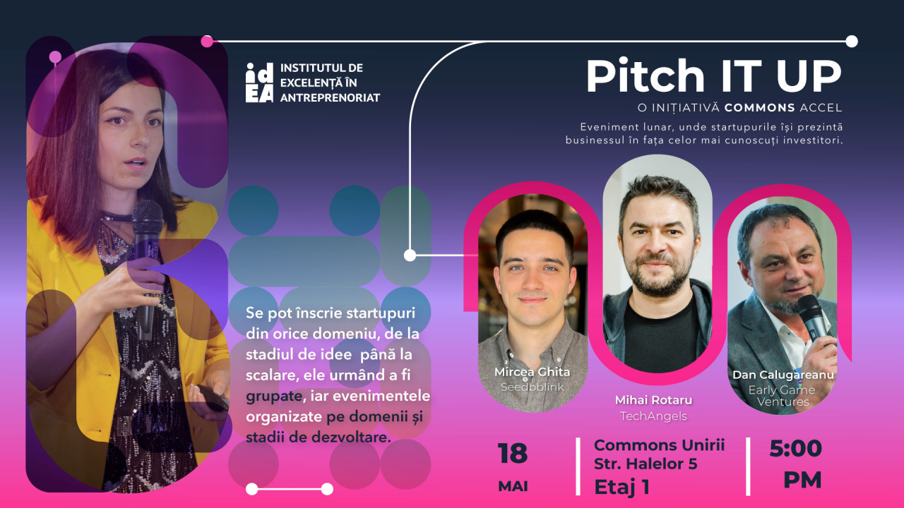 PITCH IT UP, eveniment lunar dedicat startup-urilor locale aflate în fundraising