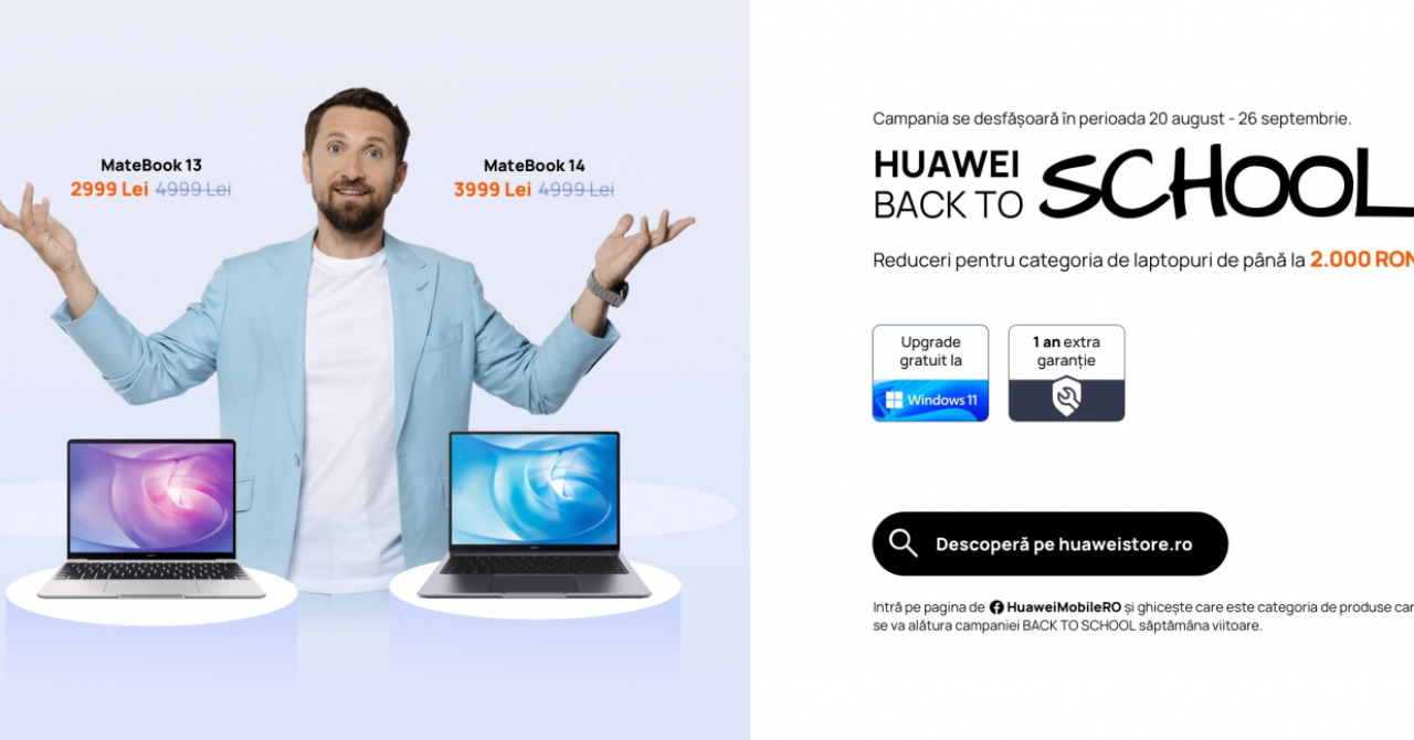 Back to School: Huawei are reduceri de până la 2.000 lei la laptopurile MateBook