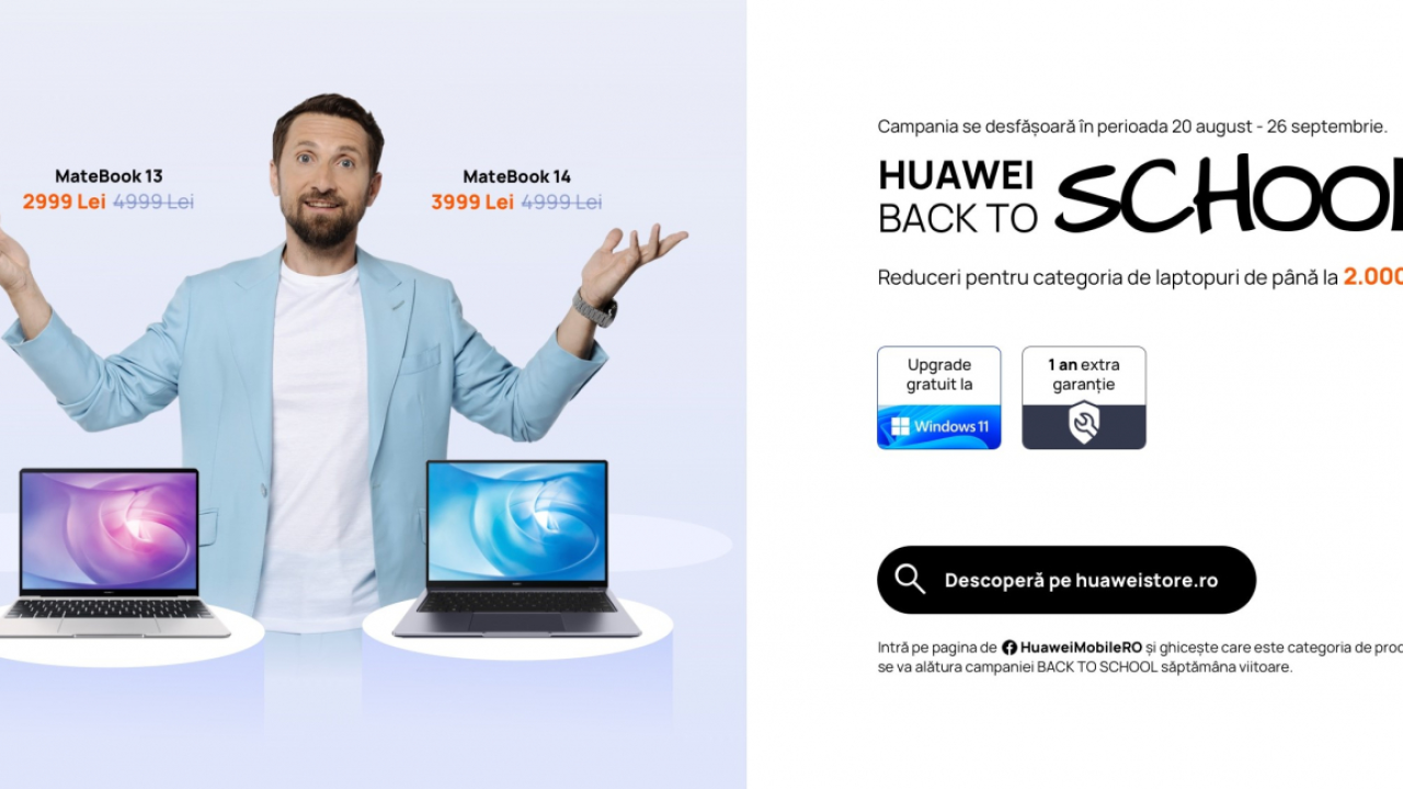 Back to School: Huawei are reduceri de până la 2.000 lei la laptopurile MateBook