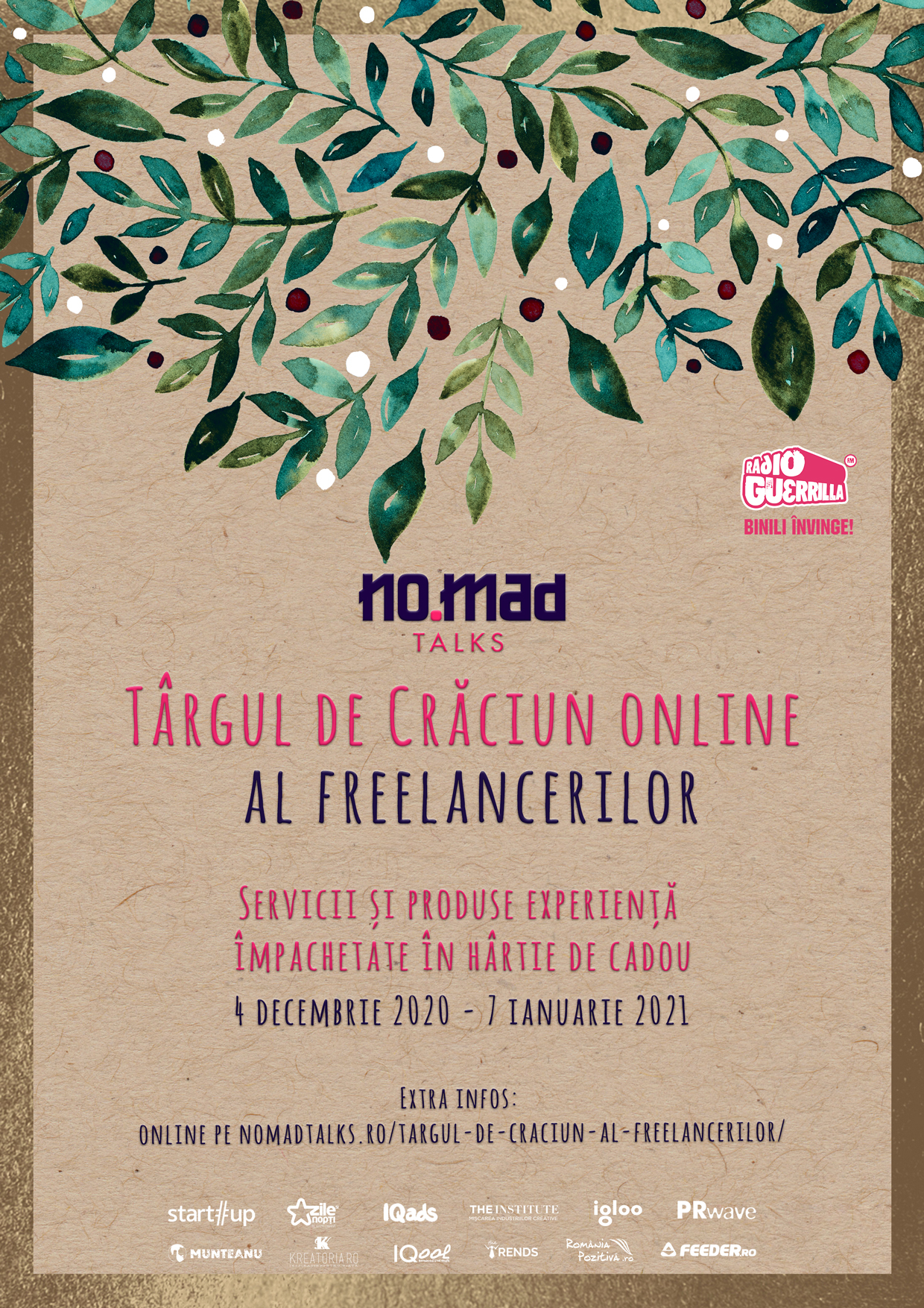 Târgul de Crăciun online al freelancerilor, organizat de NO.MAD Talks