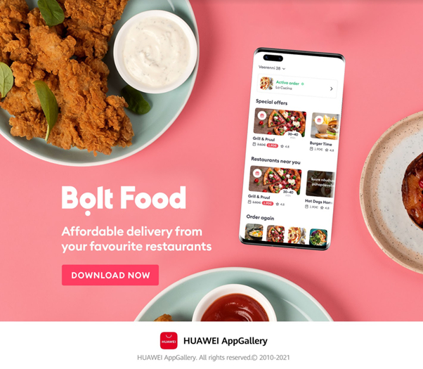 Aplicația Bolt Food, disponibilă oficial utilizatorilor de smartphone-uri Huawei