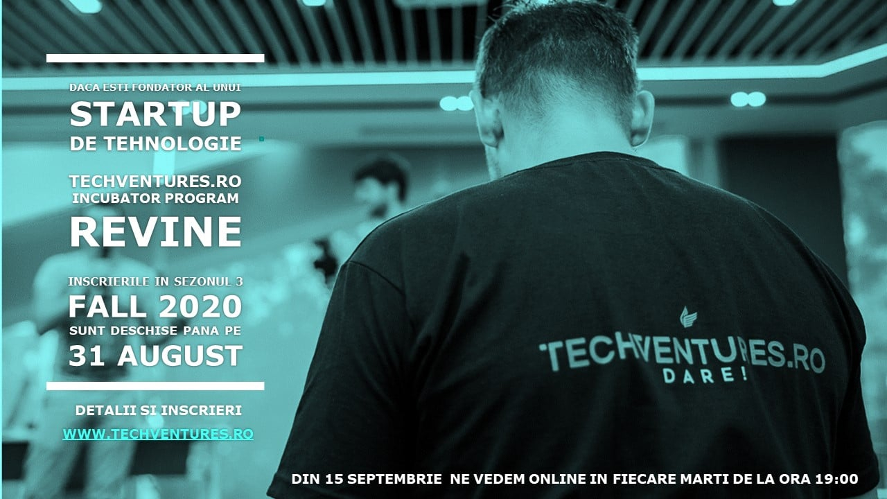 Înscrieri deschise la incubatorul Tech Ventures: cursurile se țin online