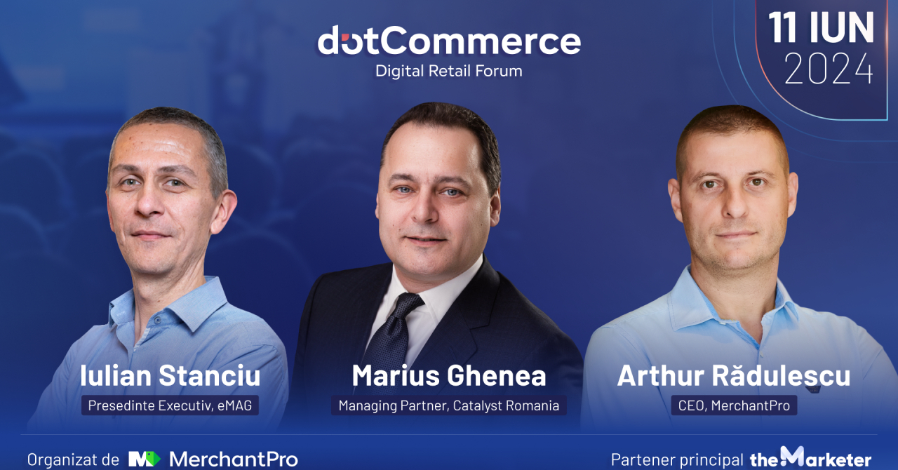 Iulian Stanciu și Marius Ghenea pe scena dotCommerce Digital Retail Forum