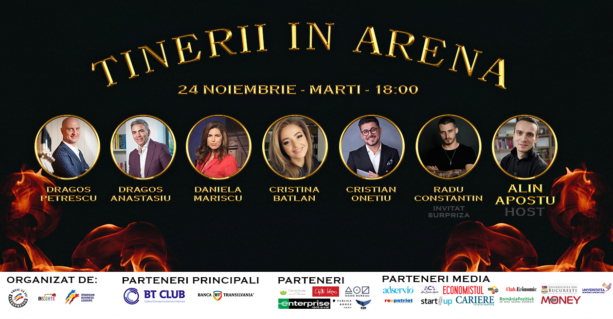 Greii business-ului românesc, live pe Facebook la Tinerii în Arenă