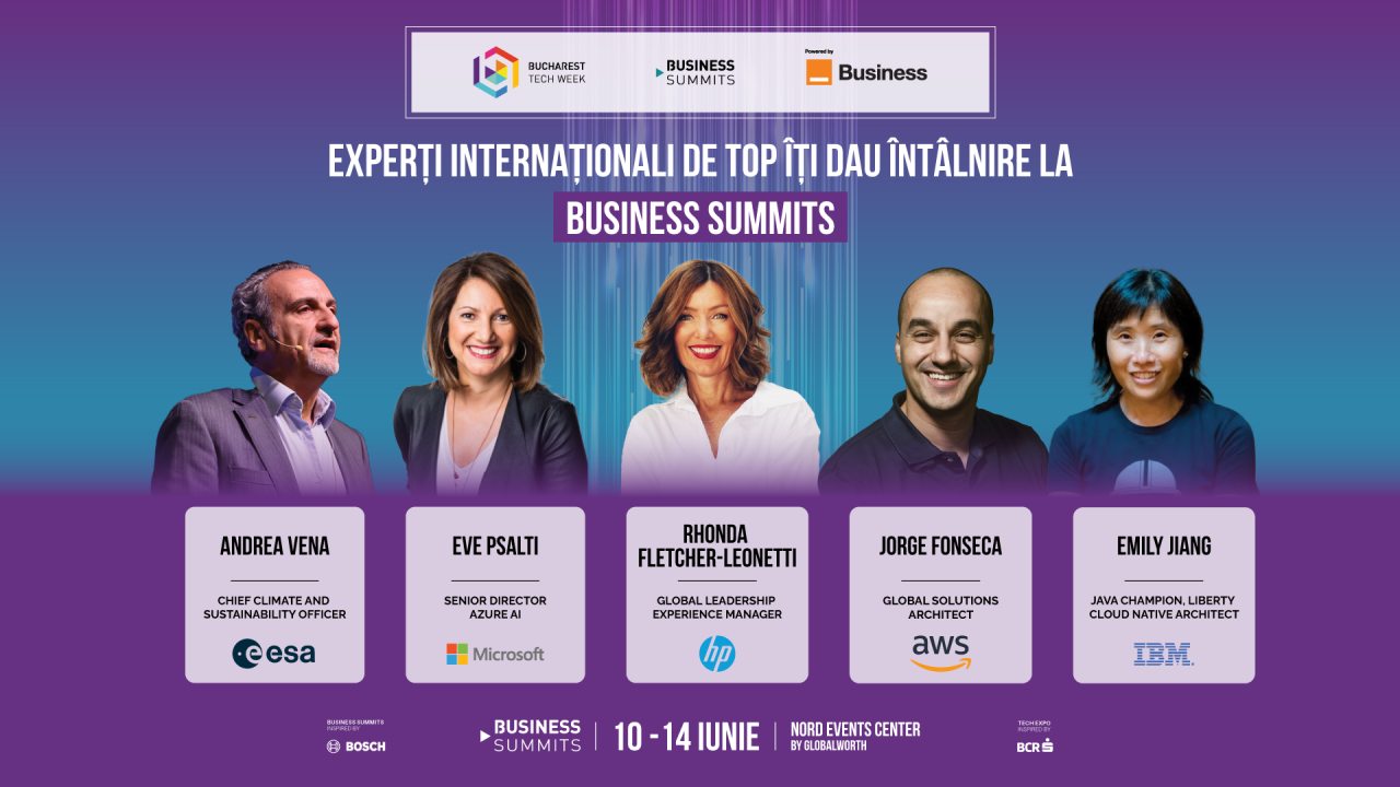 Bucharest Tech Week: cine sunt speakerii la cele cinci summit-uri de business