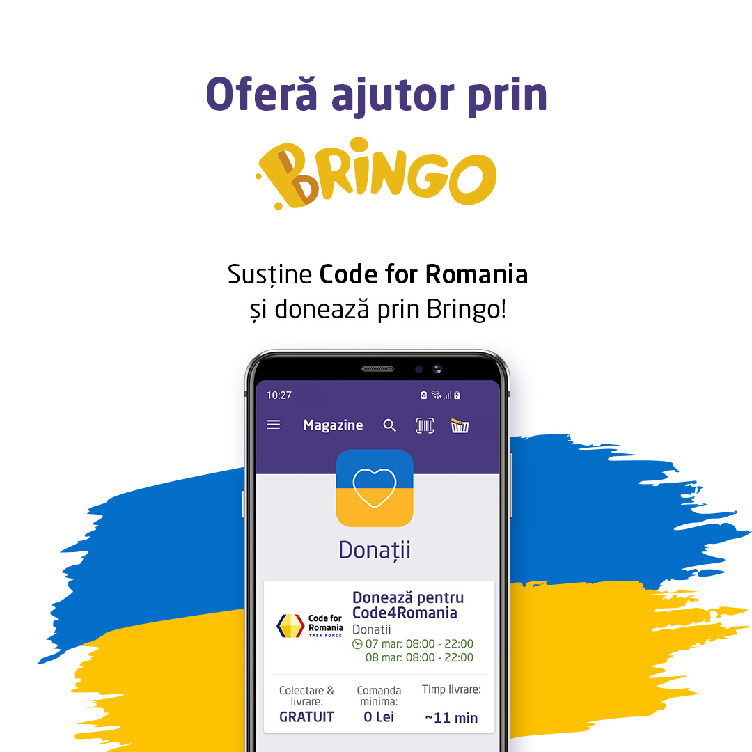 Refugiați Ucraina: Bringo deschide secțiunea Donații și susține Code for Romania