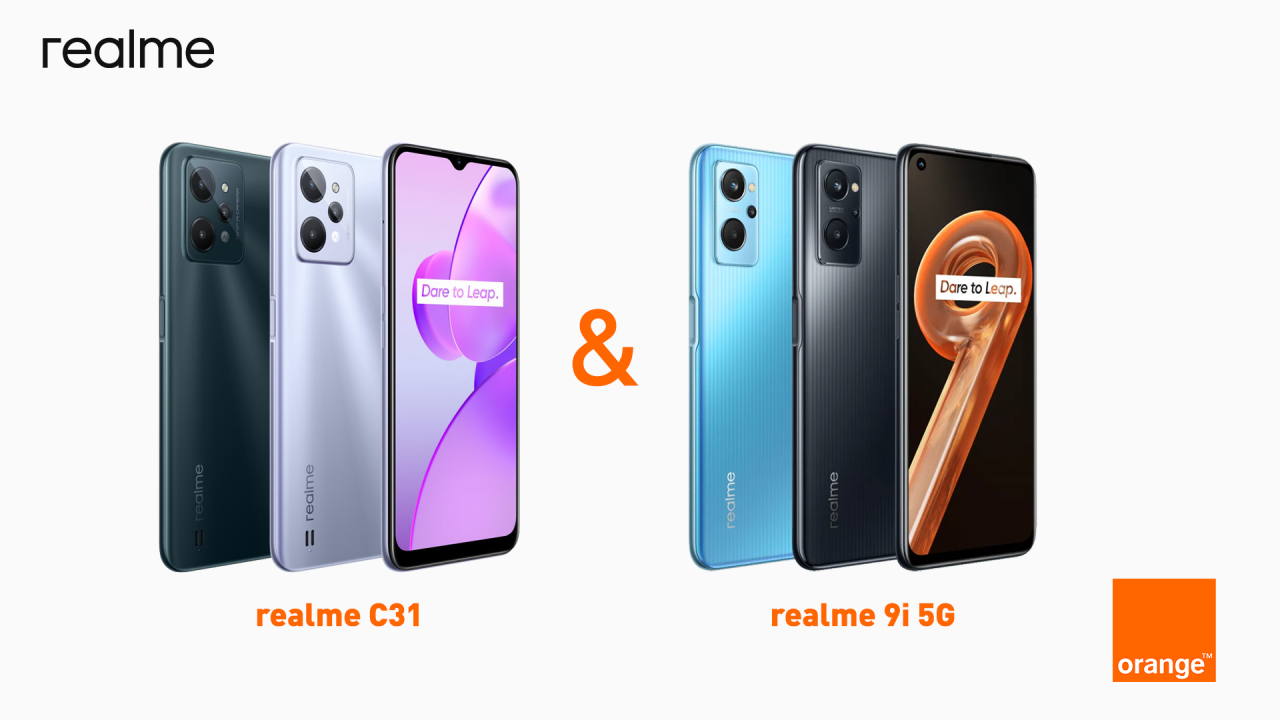 Orange aduce la vânzare smartphone-urile mid-range realme C31 si 9i 5G