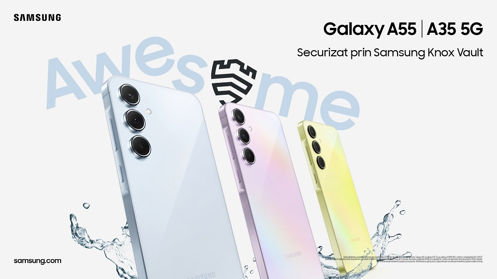 Samsung lansează telefoanele A55 și A35 cu procesoare Exynos și securitate Knox