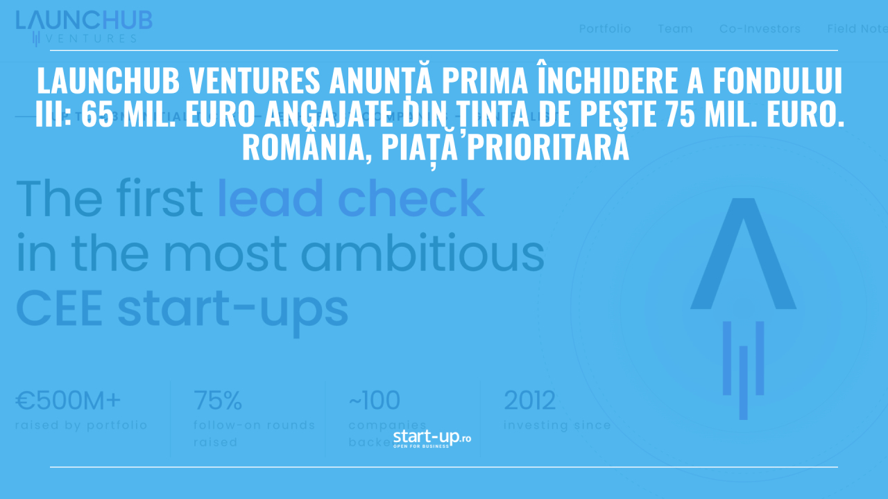 LAUNCHub Ventures anunță prima închidere a Fondului III: 65 mil. euro angajate din ținta de peste 75 mil. euro. România, piață prioritară