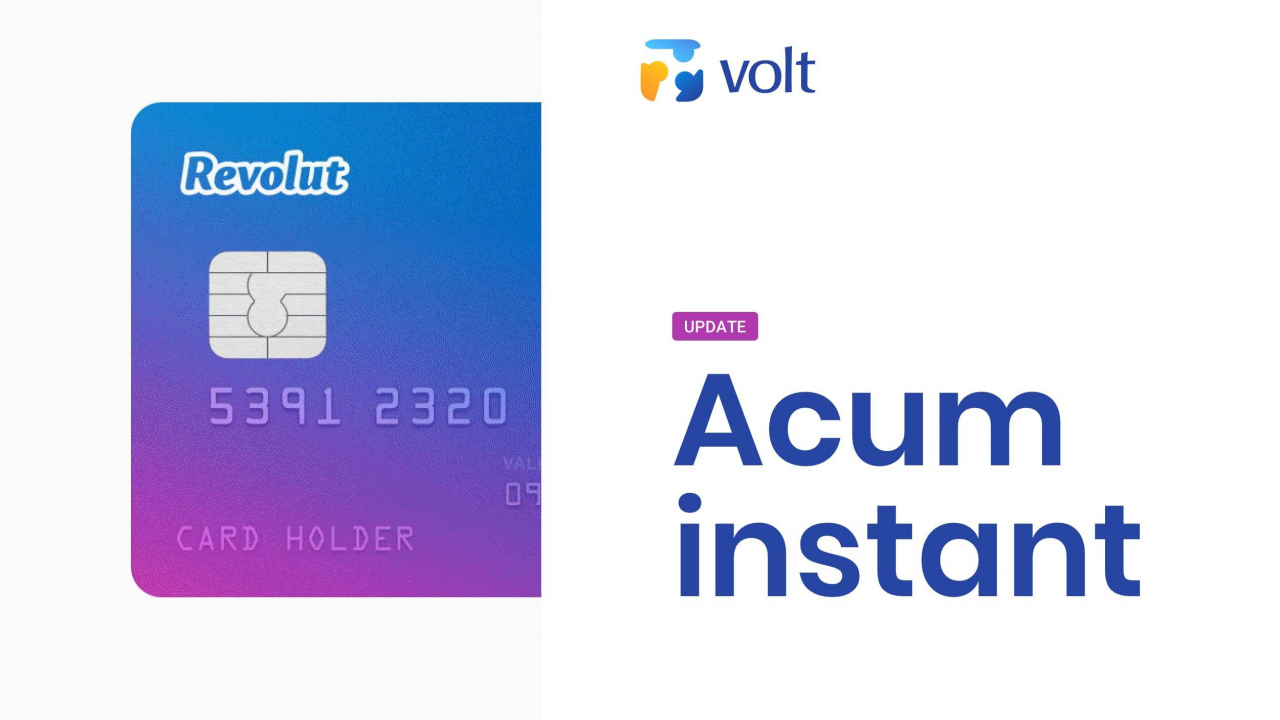 Transfer instant prin Volt de pe cardul Revolut și orice alt card