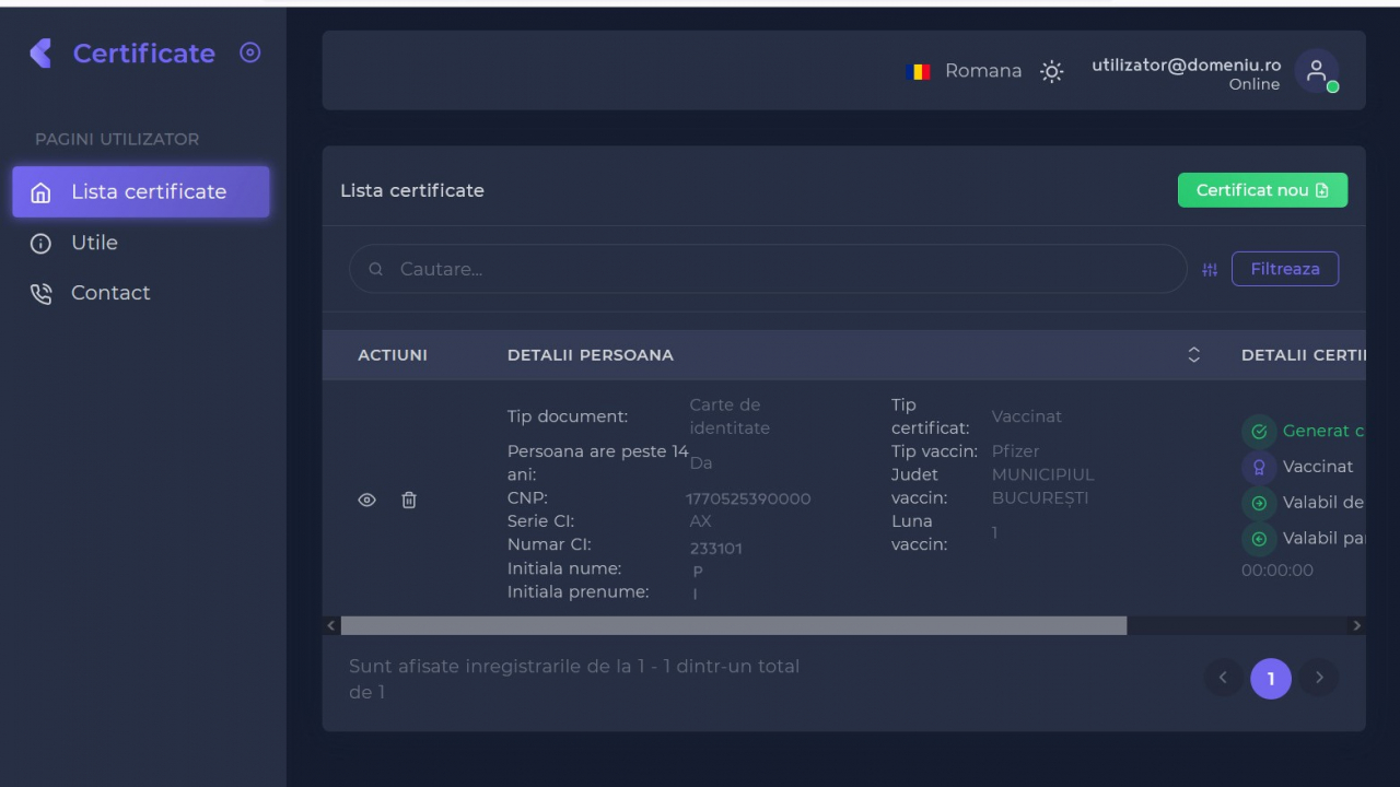 Certificat digital Covid - cum arată și cum se obține. Platforma a fost deschisă