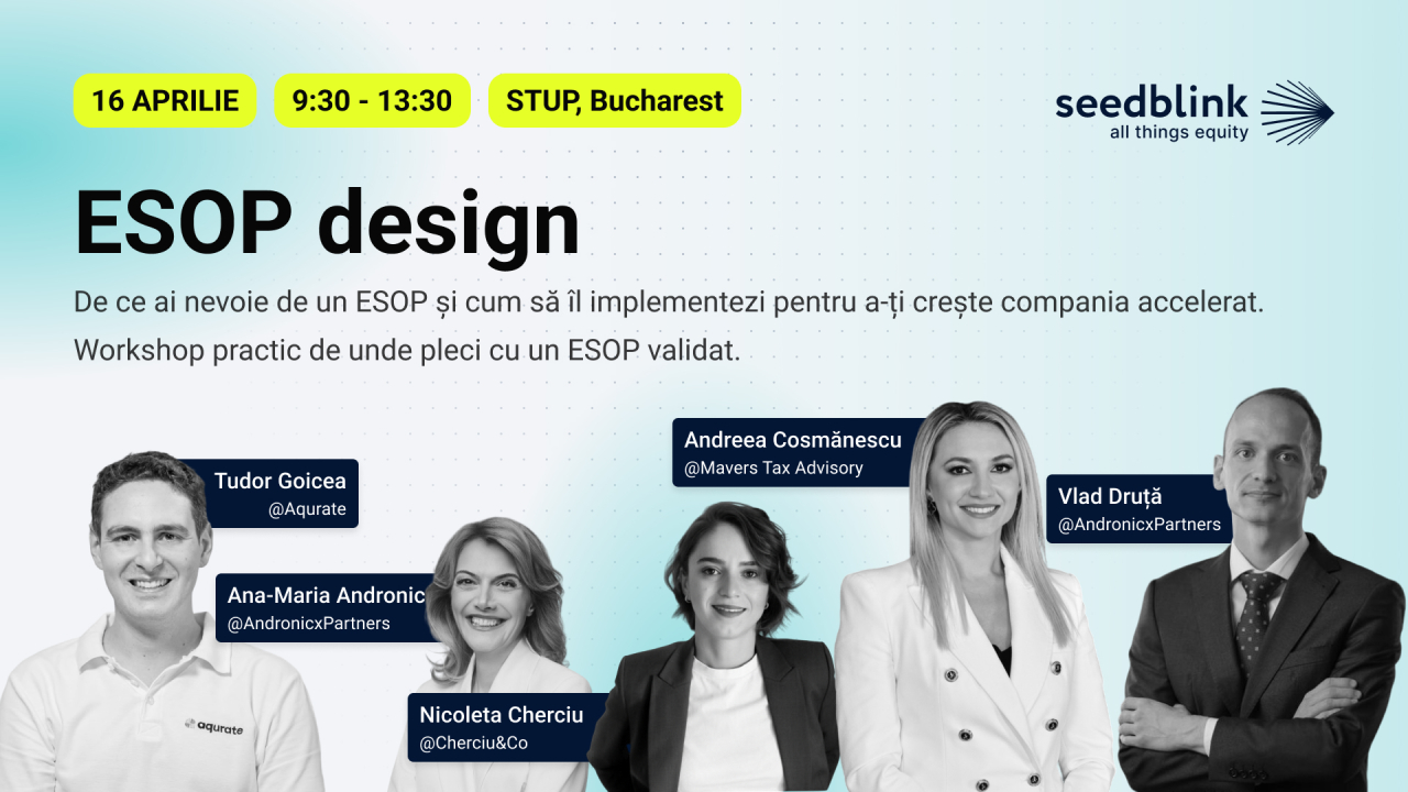 Workshop SeedBlink: Ce este ESOP și ce greșeli să eviți când oferi acțiuni
