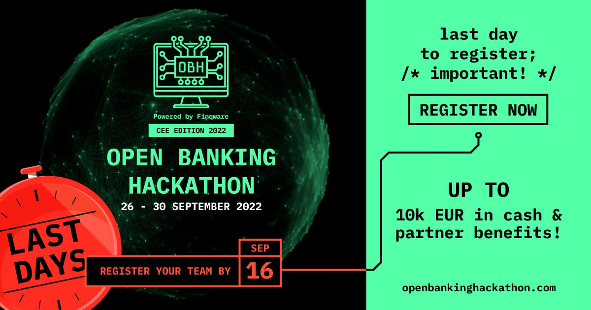 Open Banking Hackathon: deadline for applications extended. Up to 10.000€ in cash and partner benefits