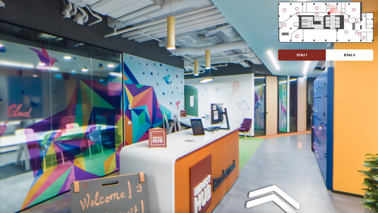 Birourile de coworking Impact Hub Bucharest, vizitate virtual cu Bright Spaces