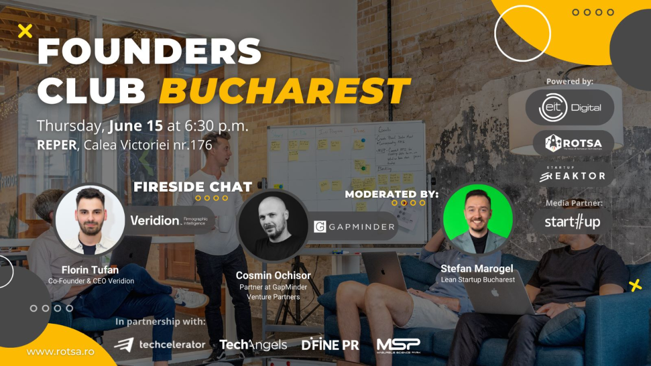 Discuție despre rolul AI în business la Founders Club Bucharest pe 15 iunie