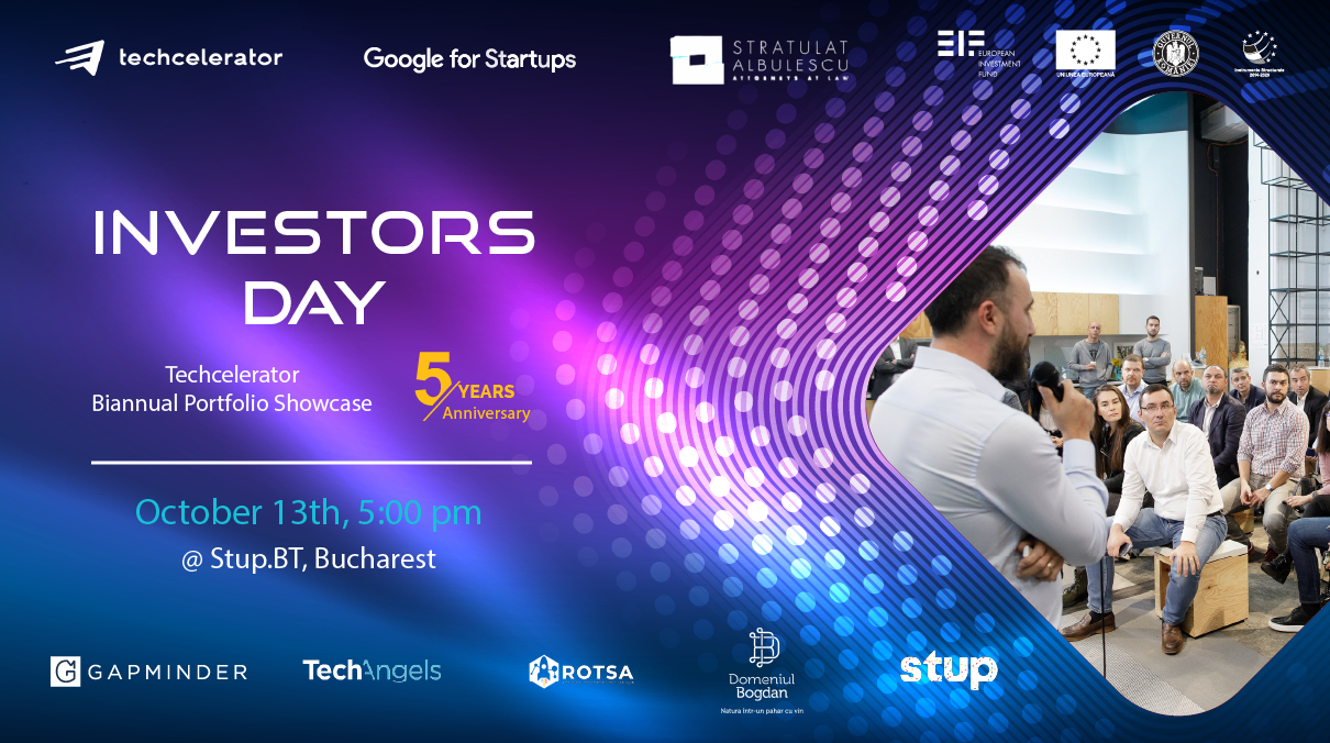 Investors Day Techcelerator - 9 startup-uri vor susține un pitch la eveniment