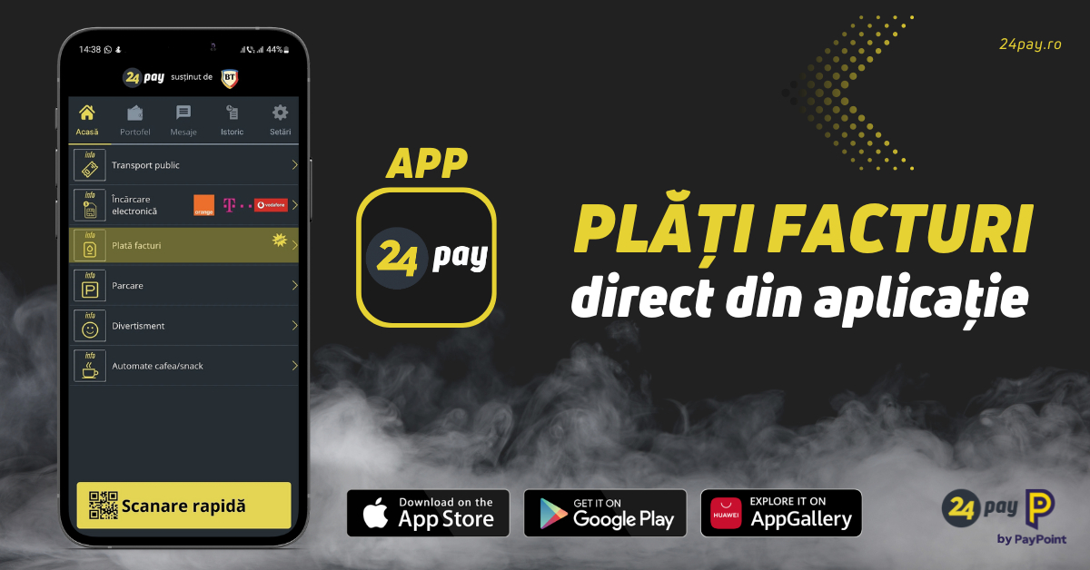 24Pay adaugă posibilitatea de a plăti facturi direct în aplicație