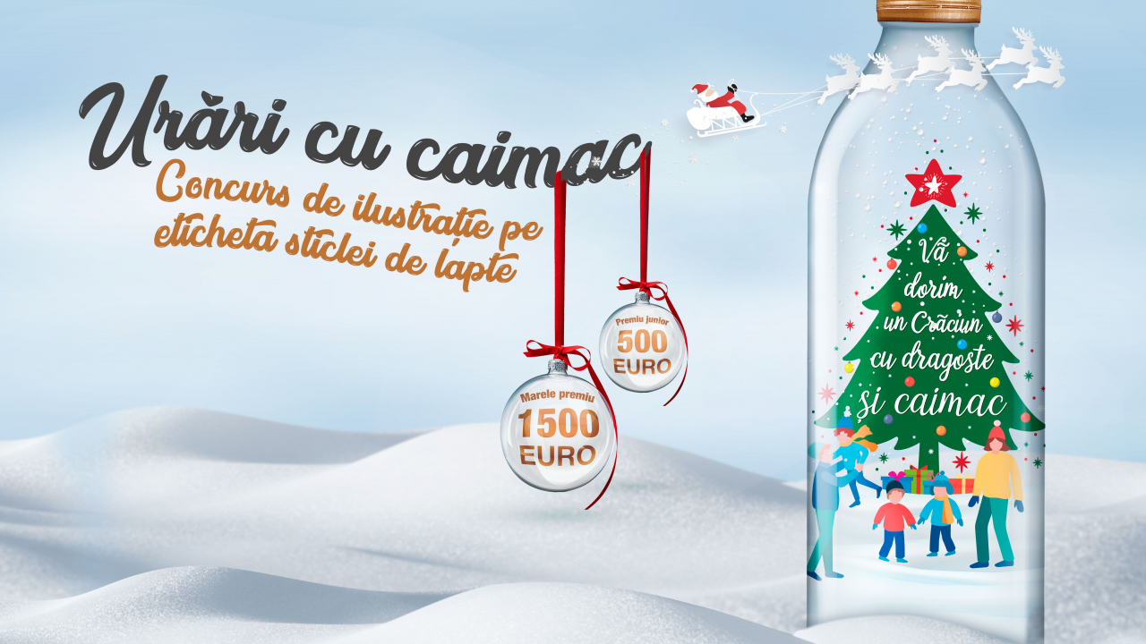 Lăptăria cu Caimac: concurs de Crăciun pentru etichete speciale pe sticle