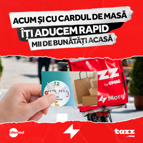 Parteneriat Tazz și Edenred: Plata cu carduri de masă în aplicația Tazz by eMAG
