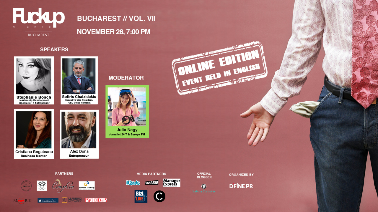 Fuckup Nights: Cât de tare afectează o nereușită profesională ”buzunarul” unui business?