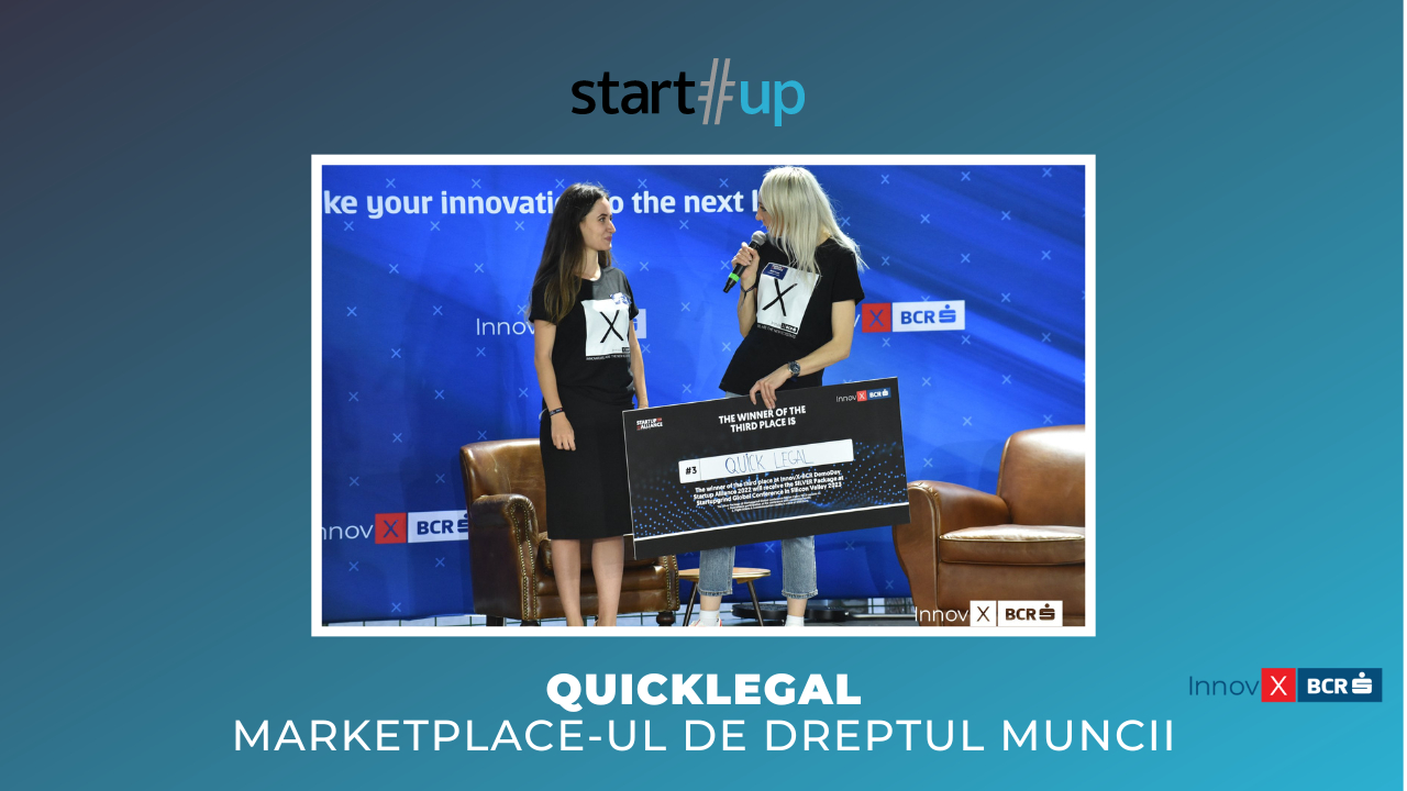 QuickLegal, marketplace-ul de servicii de dreptul muncii premiat la InnovX-BCR