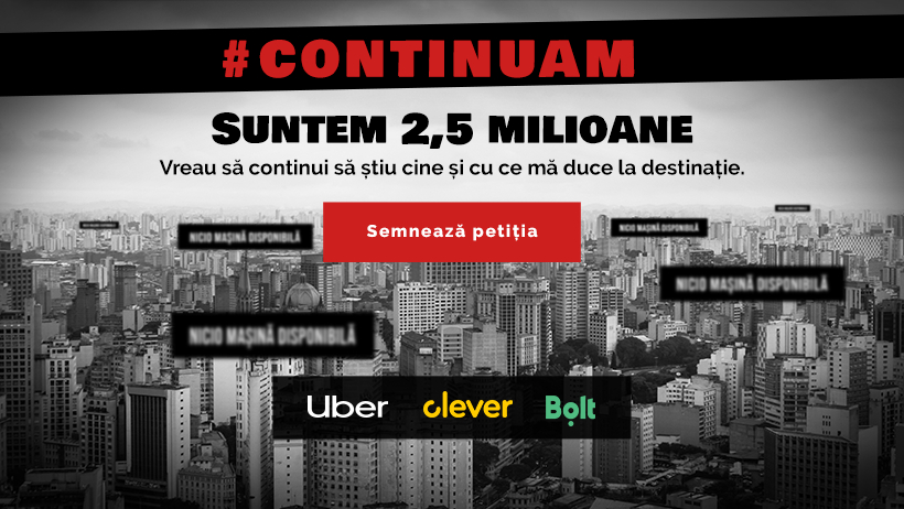 Coaliție Uber, Bolt & Clever Taxi după ce au rămas fără 25% din șoferi