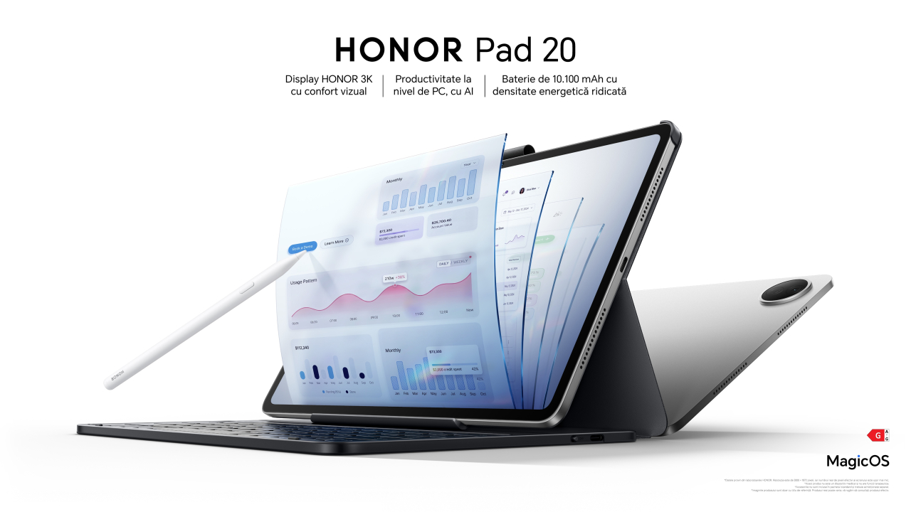 Honor Pad 20, tabletă 3K de 12,1 inci și posibilitate de conexiune 5G