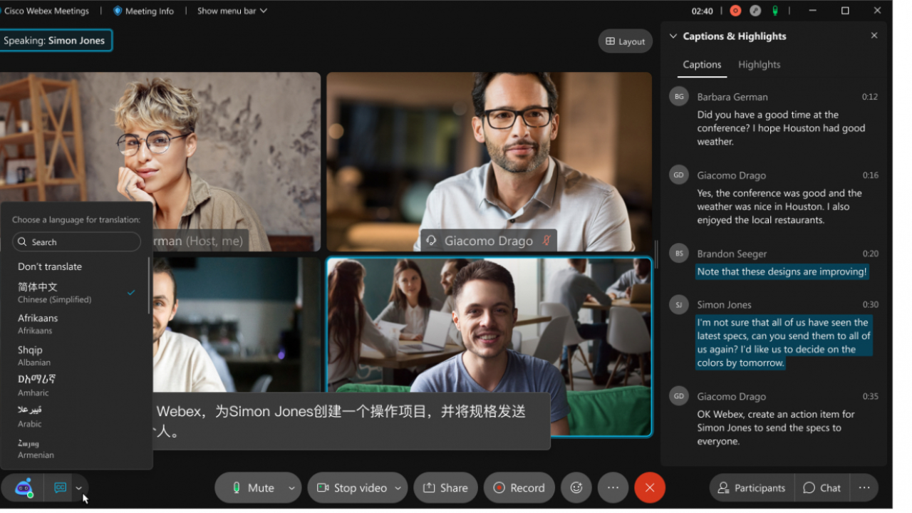 Cisco, funcție de traducere în timp real în platforma de video-conferințe Webex