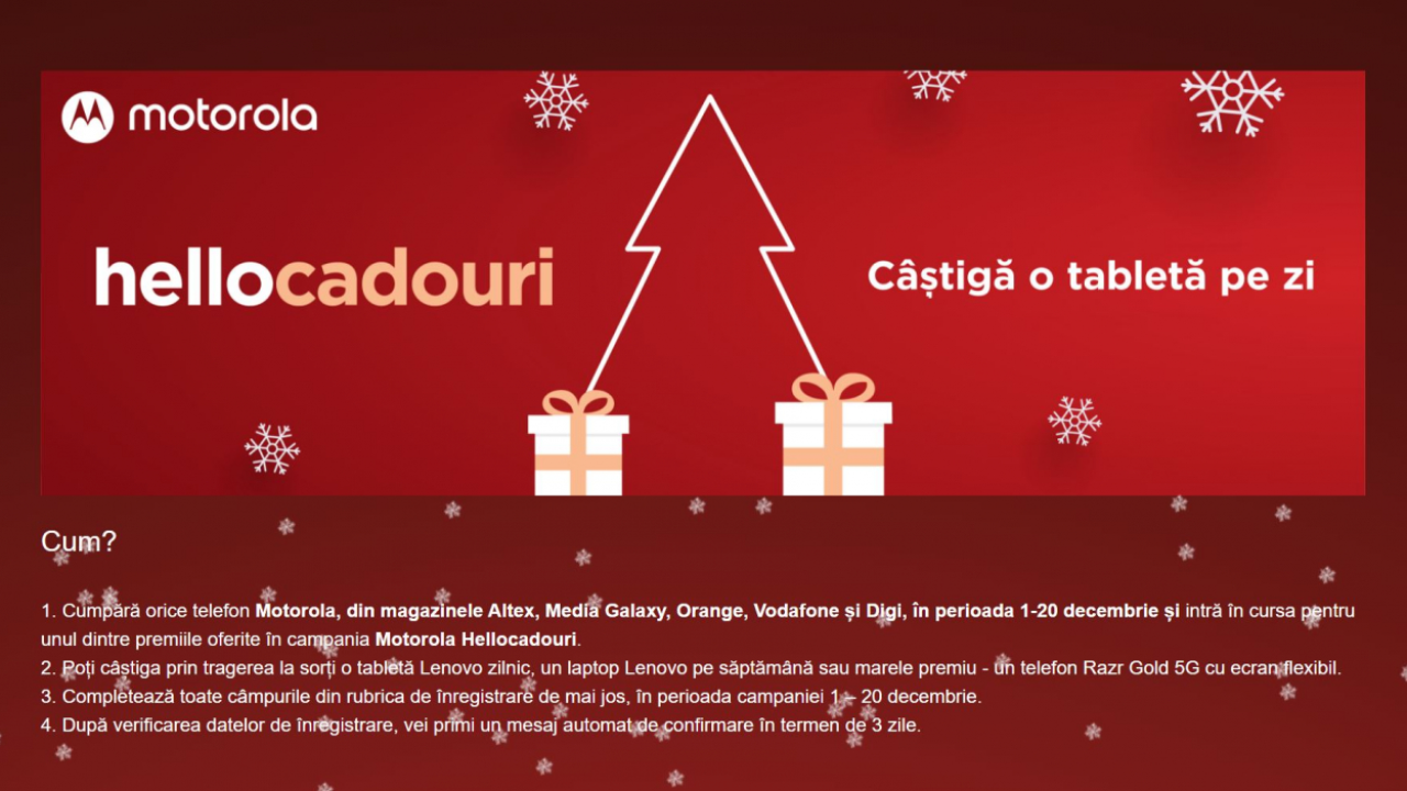 Campanie Motorola: orice telefon cumpărat îți poate aduce premii în gadgeturi
